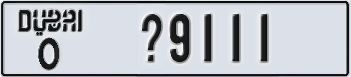 UAE License Plate Dubai O @9111