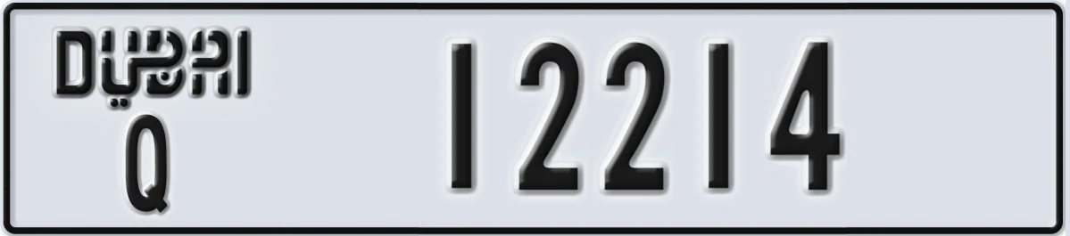 UAE License Plate Dubai Q 12214