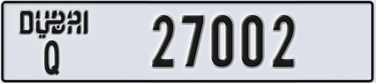 UAE License Plate Dubai Q 27002