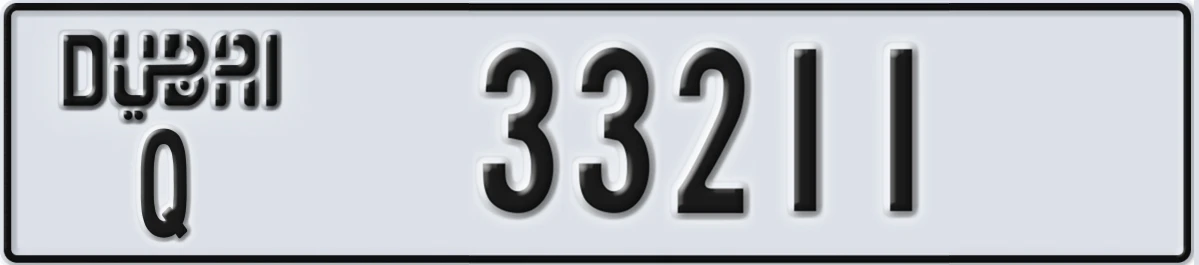 UAE License Plate Dubai Q 33211