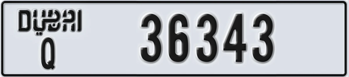 UAE License Plate Dubai Q 36343