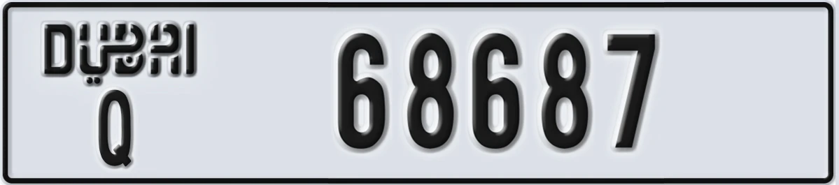 UAE License Plate Dubai Q 68687