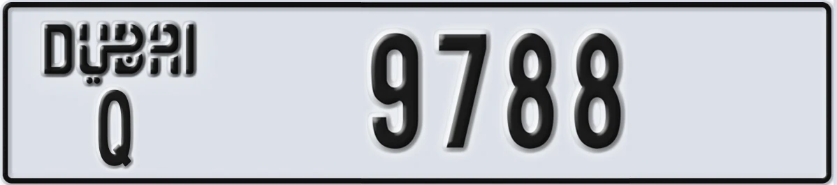UAE License Plate Dubai Q 9788