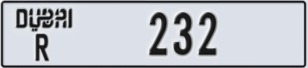 UAE License Plate Dubai R 232