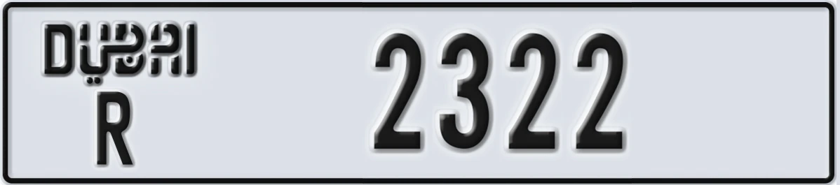 UAE License Plate Dubai R 2322