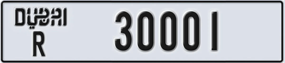 UAE License Plate Dubai R 30001