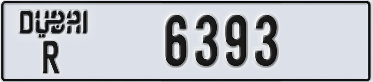 UAE License Plate Dubai R 6393