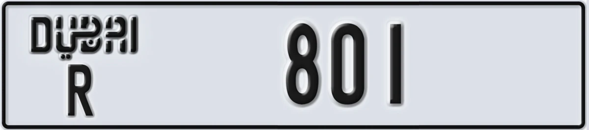 UAE License Plate Dubai R 801