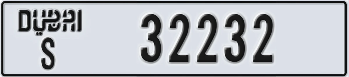 UAE License Plate Dubai S 32232