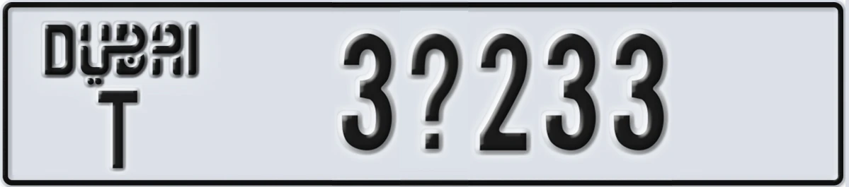 UAE License Plate Dubai T 3@233
