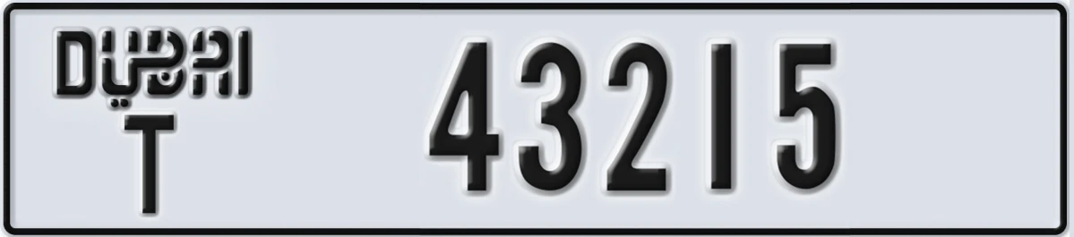 UAE License Plate Dubai T 43215