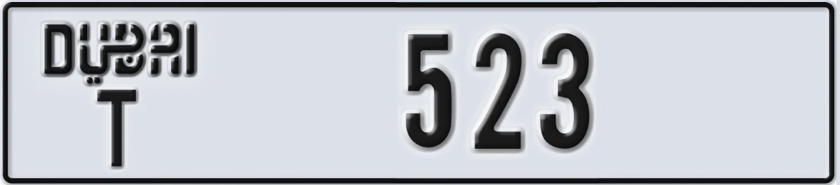 UAE License Plate Dubai T 523