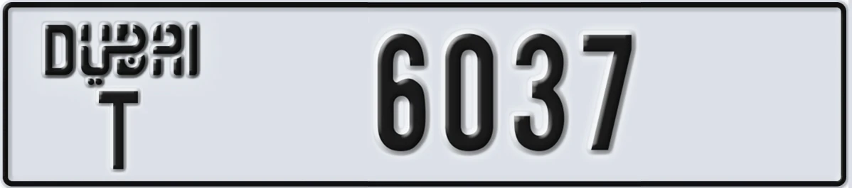 UAE License Plate Dubai T 6037