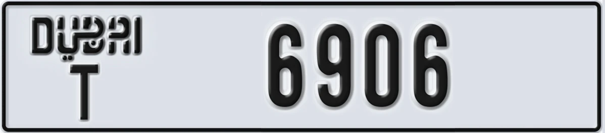 UAE License Plate Dubai T 6906