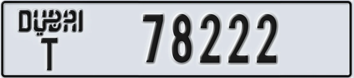 UAE License Plate Dubai T 78222