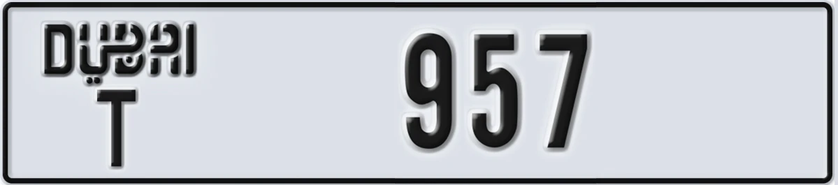 UAE License Plate Dubai T 957