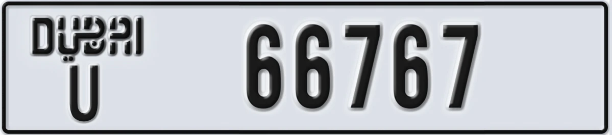 UAE License Plate Dubai U 66767