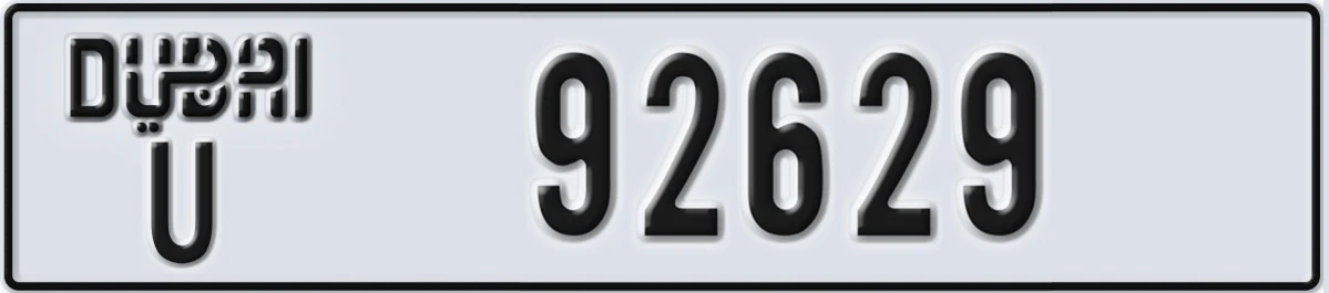 UAE License Plate Dubai U 92629
