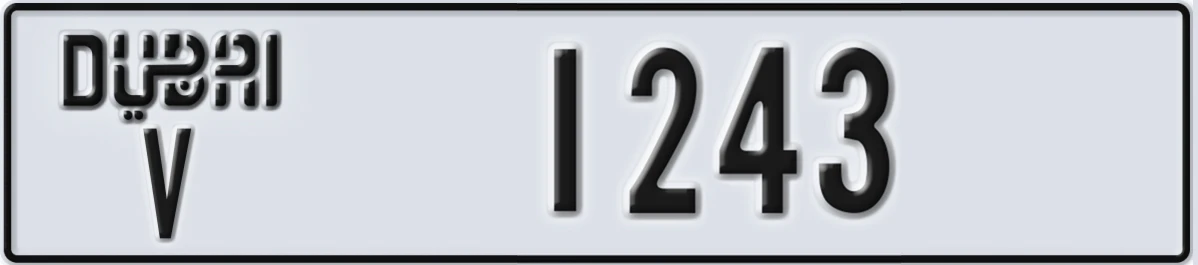 UAE License Plate Dubai V 1243