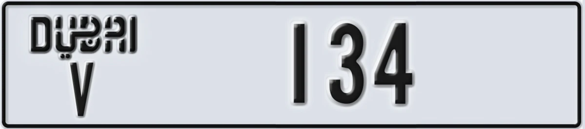 UAE License Plate Dubai V 134