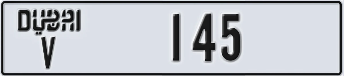 UAE License Plate Dubai V 145