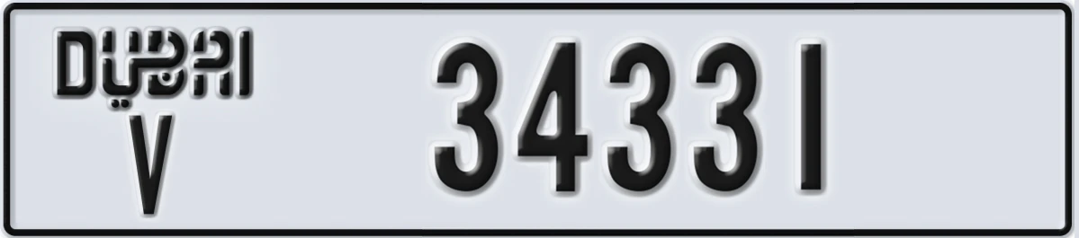 UAE License Plate Dubai V 34331