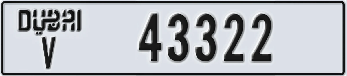 UAE License Plate Dubai V 43322