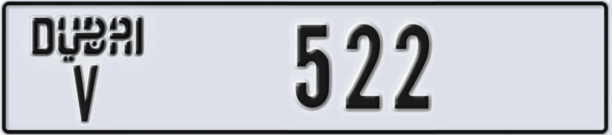 UAE License Plate Dubai V 522