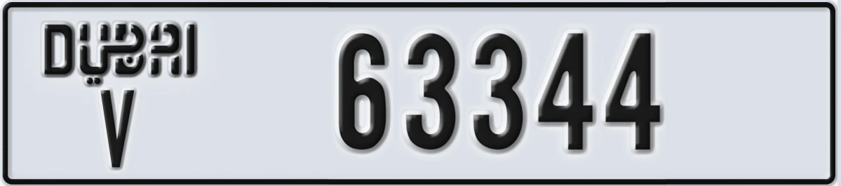 UAE License Plate Dubai V 63344