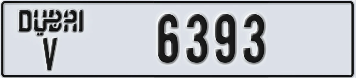 UAE License Plate Dubai V 6393