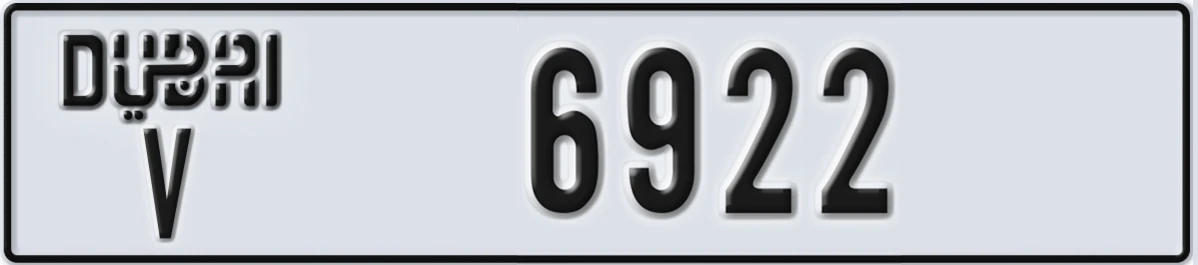 UAE License Plate Dubai V 6922