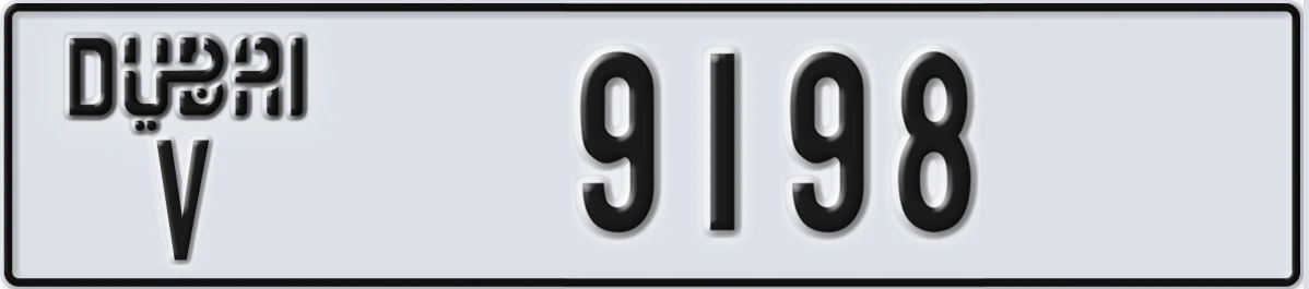 UAE License Plate Dubai V 9198