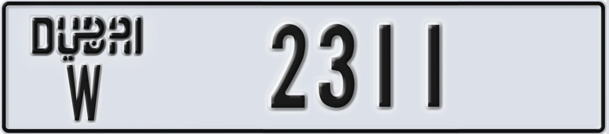 UAE License Plate Dubai W 2311