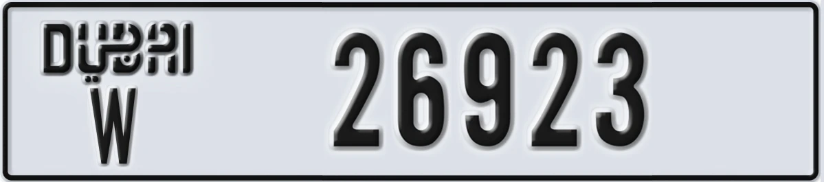 UAE License Plate Dubai W 26923