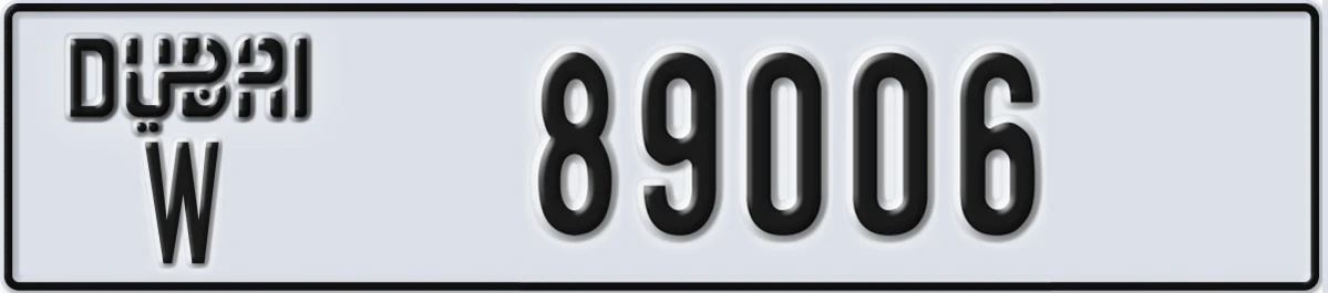 UAE License Plate Dubai W 89006