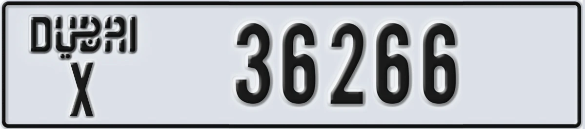 UAE License Plate Dubai X 36266