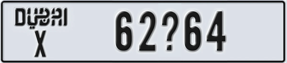 UAE License Plate Dubai X 62@64