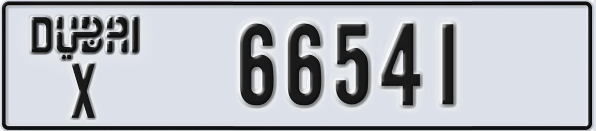 UAE License Plate Dubai X 66541