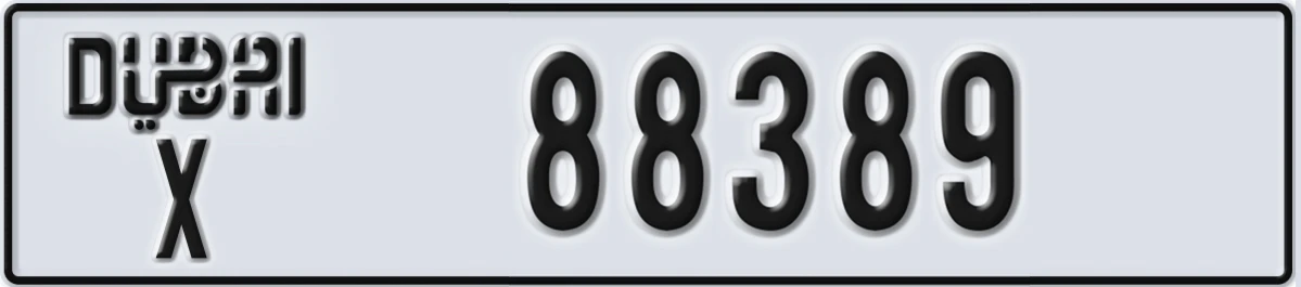 UAE License Plate Dubai X 88389