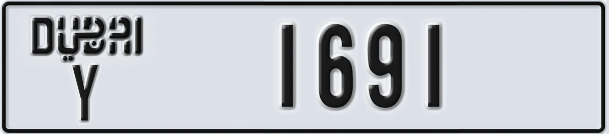 UAE License Plate Dubai Y 1691