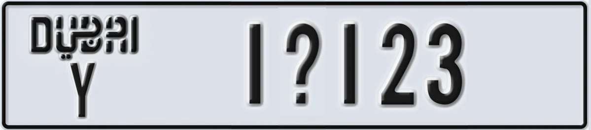 UAE License Plate Dubai Y 1@123