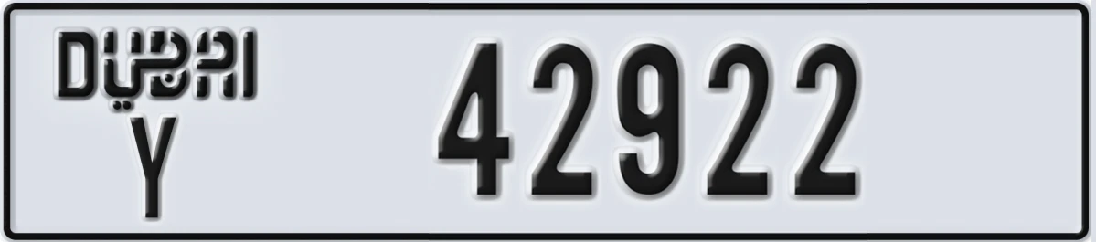 UAE License Plate Dubai Y 42922