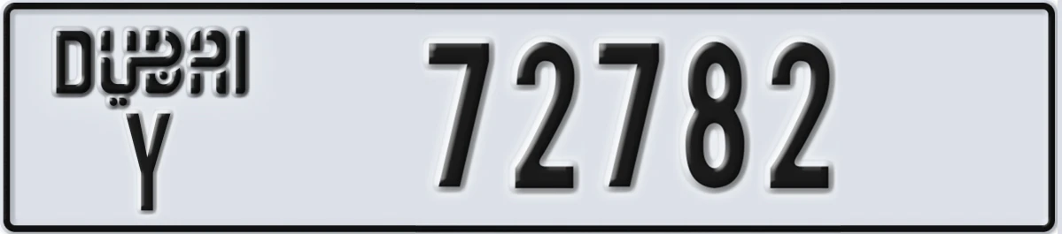 UAE License Plate Dubai Y 72782