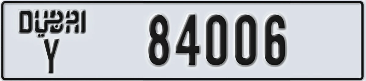 UAE License Plate Dubai Y 84006