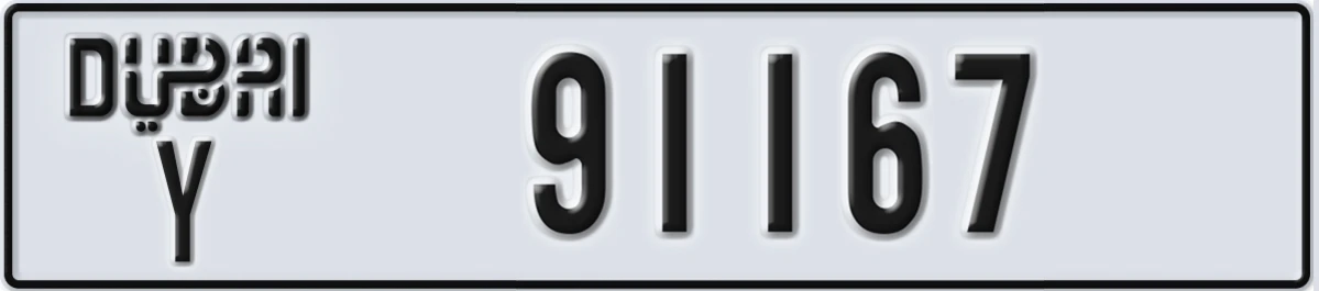 UAE License Plate Dubai Y 91167
