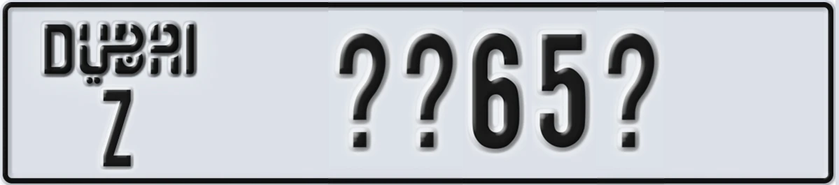 UAE License Plate Dubai Z @@65@