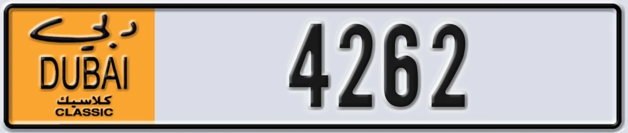 UAE License Plate Dubai Classic NOC 4262