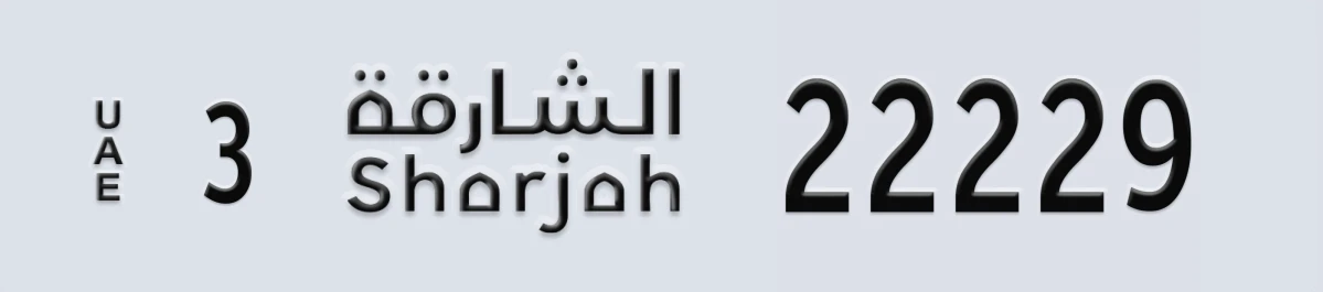 UAE License Plate Sharjah 3 22229