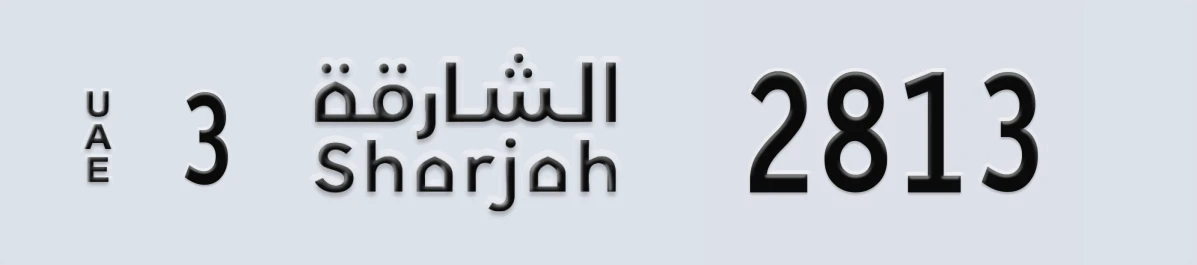 UAE License Plate Sharjah 3 2813