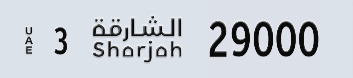 UAE License Plate Sharjah 3 29000